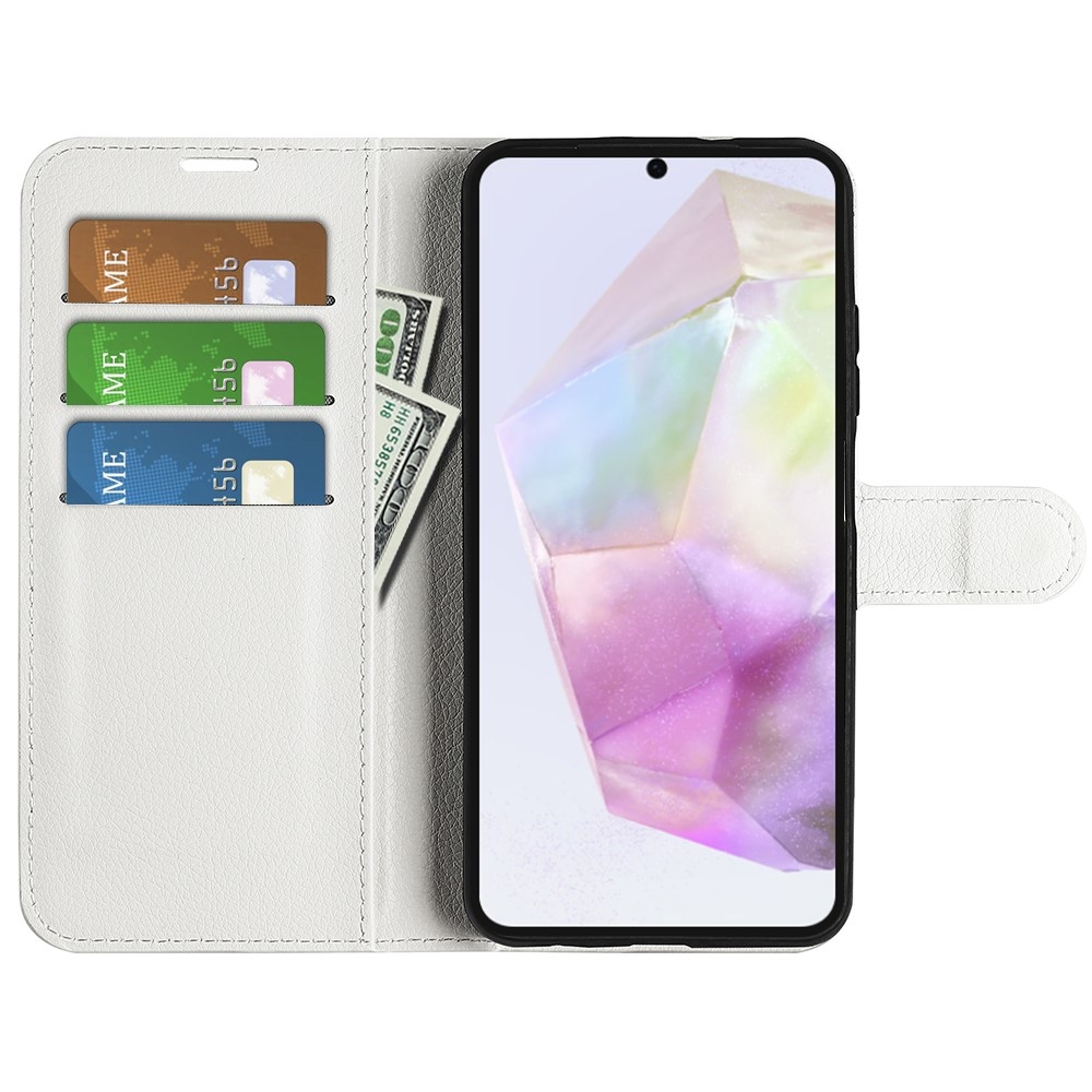 Litchi könyv tok Samsung Galaxy A36 5G - fehér