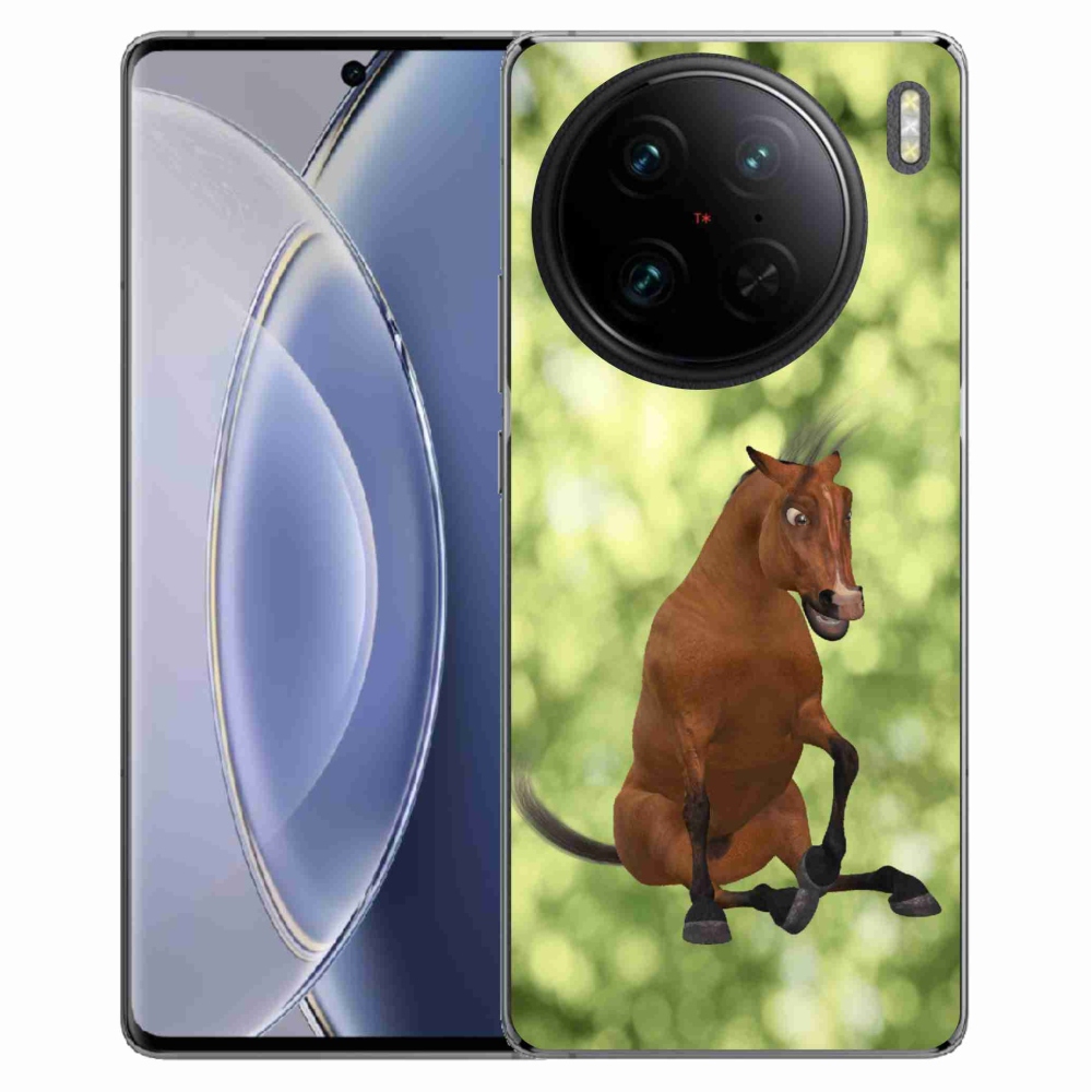 Zselés tok mmCase a Vivo X90 Pro készülékhez - barna rajzfilm ló 1