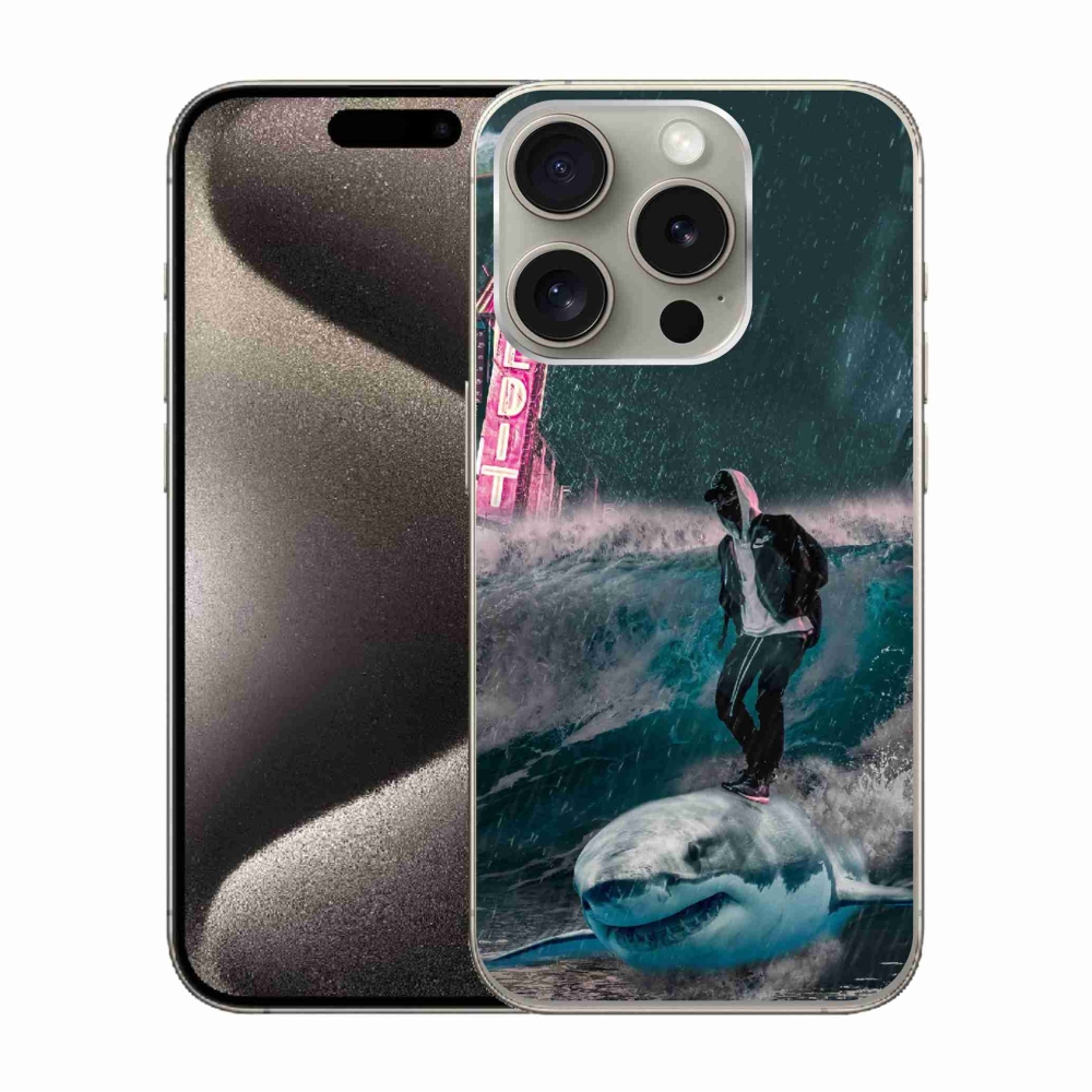 Zselés borítás mmCase iPhone 15 Pro készülékhez - cápa