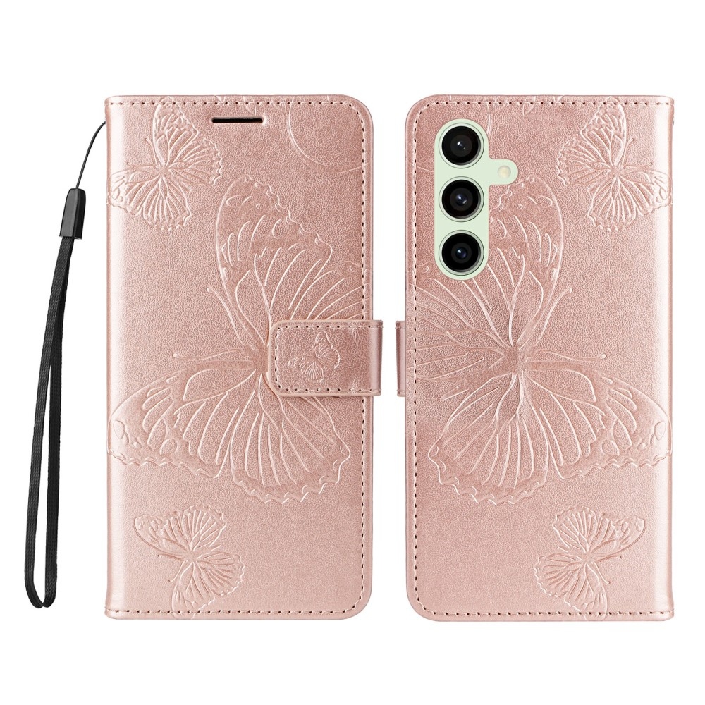 Nagy pillangó könyv tok Samsung Galaxy S24 FE készülékhez - rózsaarany