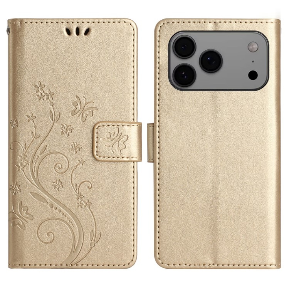 Virágok könyv tok iPhone 17 Pro Max készülékhez - arany színben