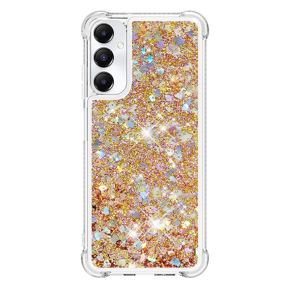 Glitter zselés homokóra tok Samsung Galaxy A05s készülékhez - arany/szív