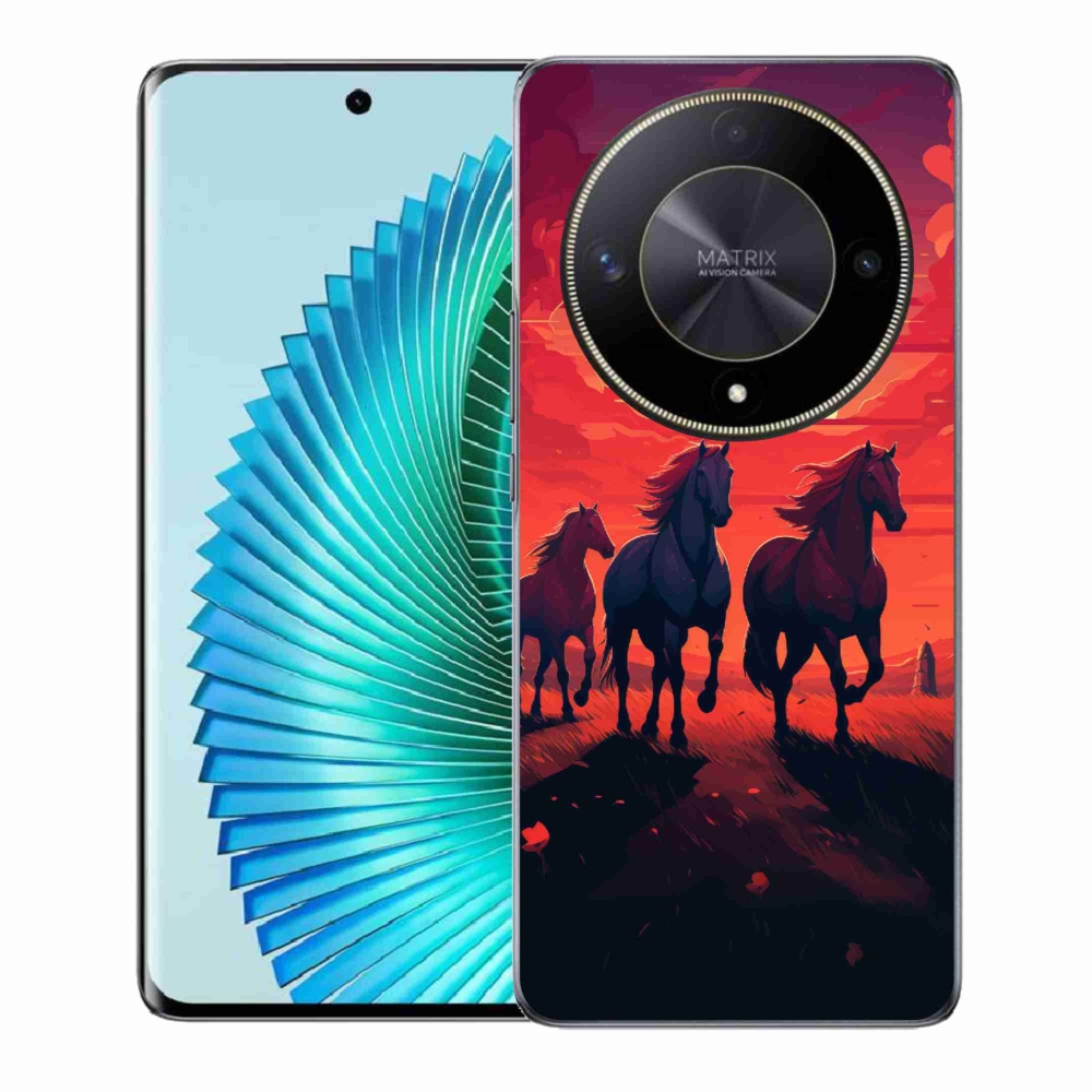 Gél borítás mmCase a Honor Magic 6 Lite 5G számára - lovak és naplemente