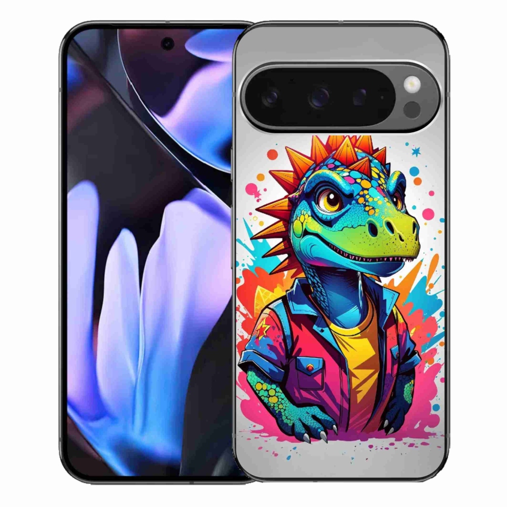 Zselés borítás mmCase a Google Pixel 9 Pro XL-hez - színes dinoszauruszok