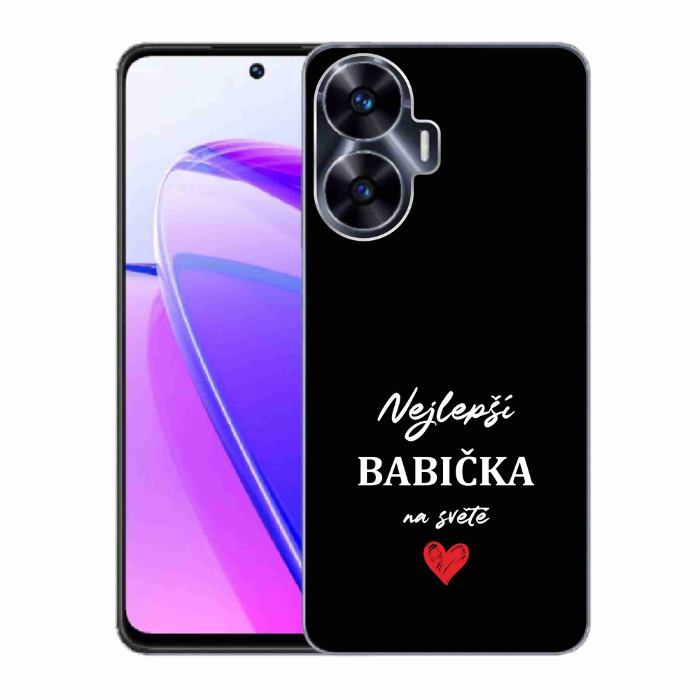 Gél borítás mmCase a Realme C55 készülékhez - Best Grandma 1 fekete háttérrel