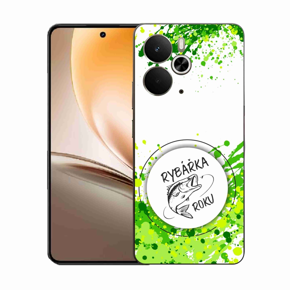 Gél borító mmCase a Realme 14 5G-n - az év halásznője fehér háttérrel