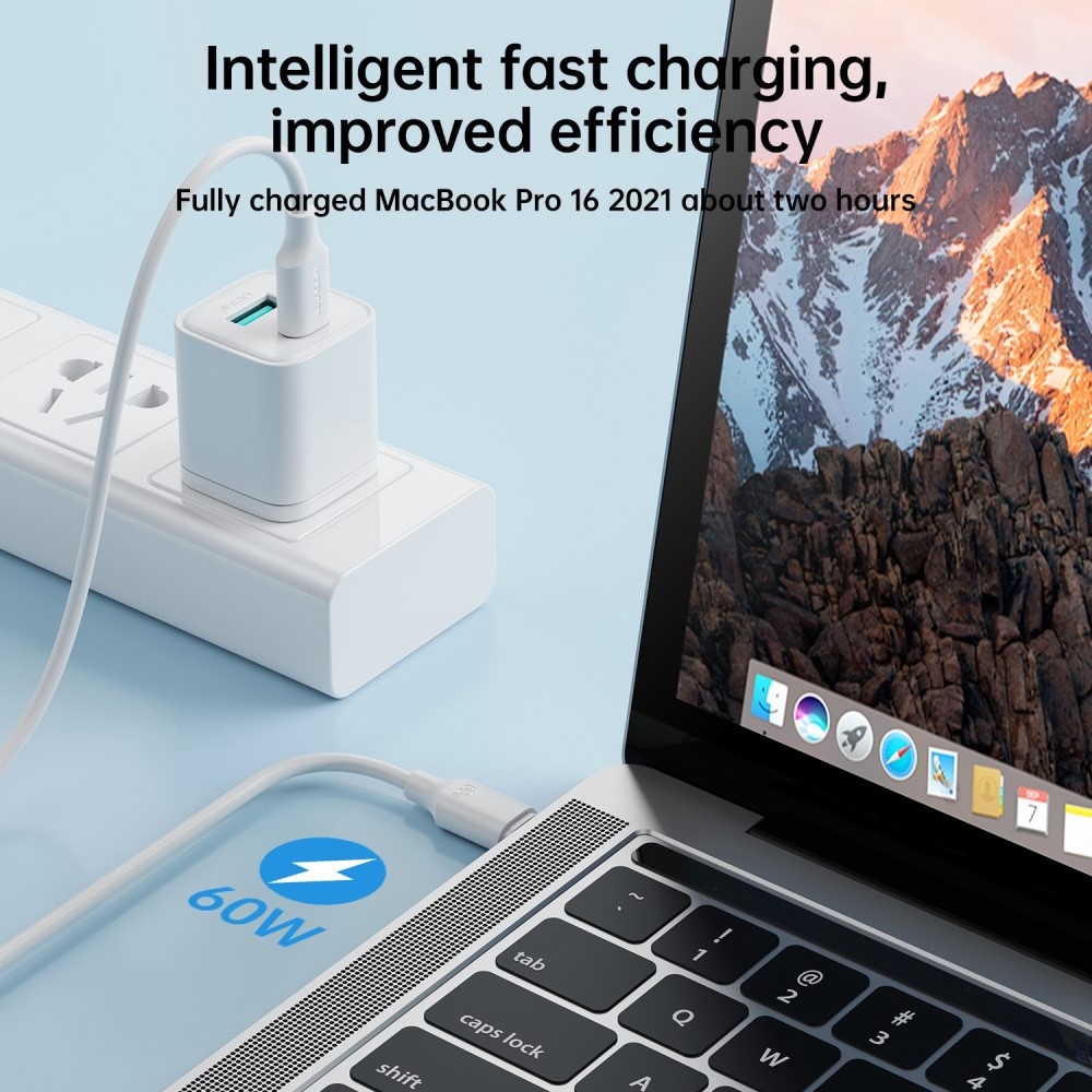 JOYROOM USB-C/USB-C 60W 1m-es gyors töltő- és adatkábel - fehér színben