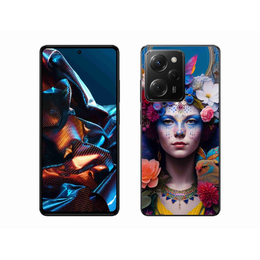 Gél borító mmCase a Xiaomi Poco X5 Pro 5G számára - nő virágokkal