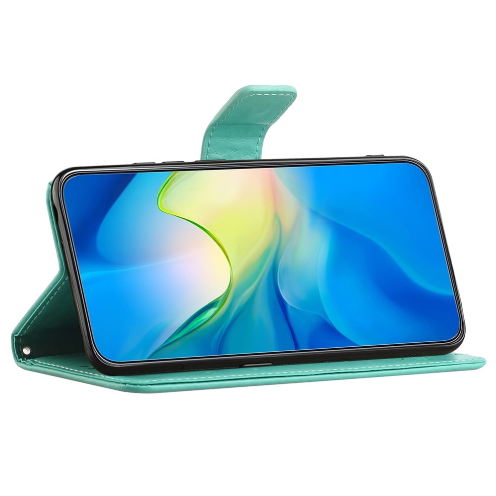 Virágos könyvtáska Samsung Galaxy A07 4G készülékhez - teal színű