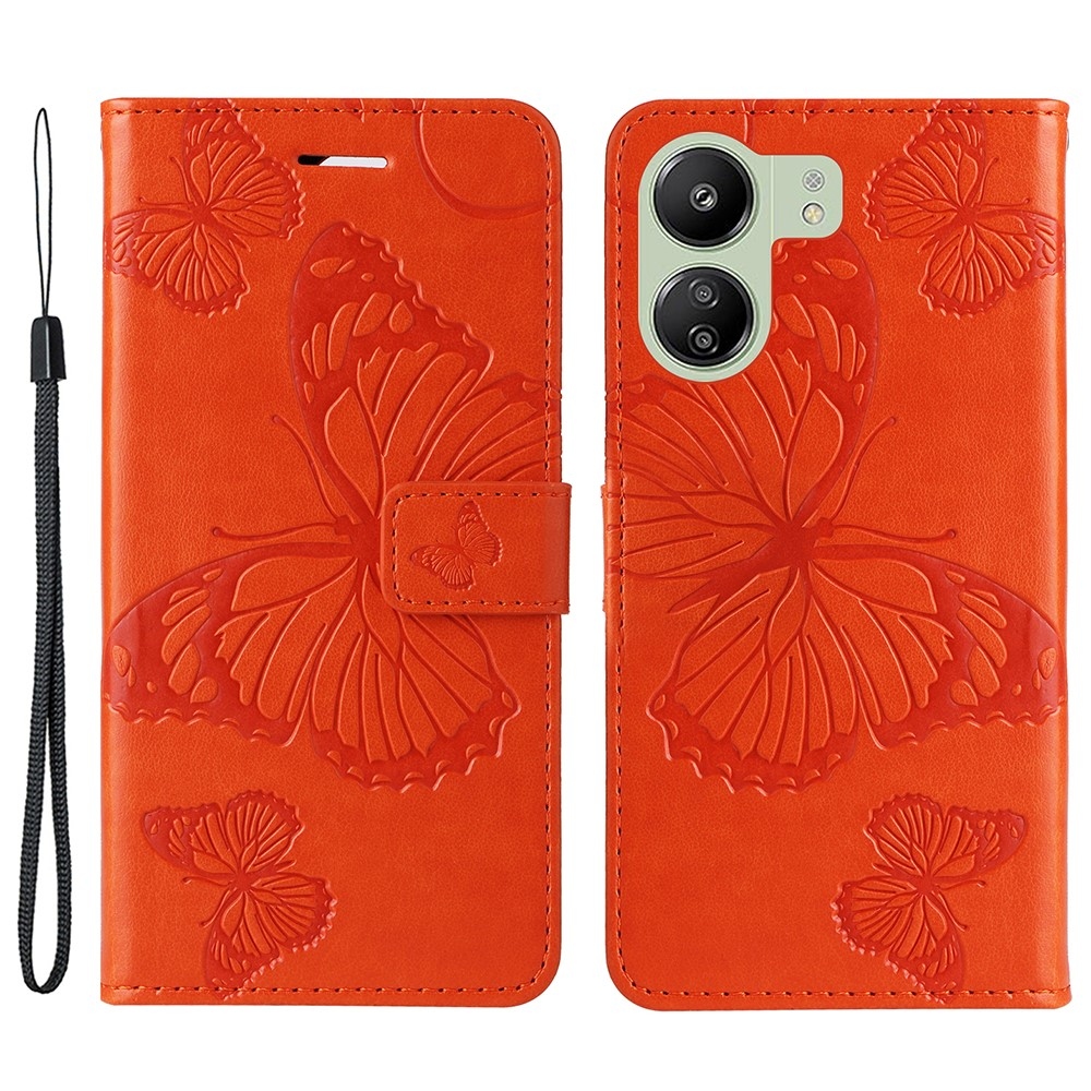 Nagy pillangó könyv tok Xiaomi Poco C65/Redmi 13C - narancssárga