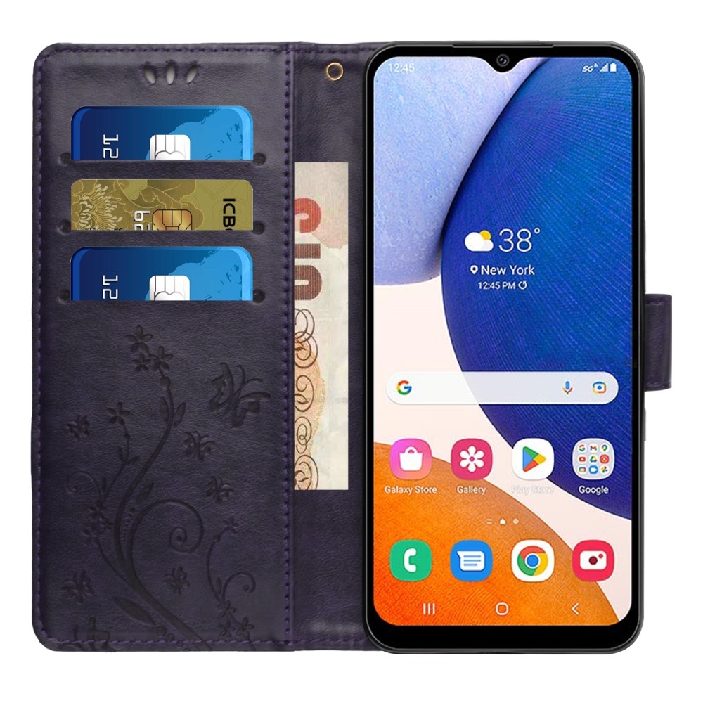 Virágok könyv tok Samsung Galaxy S25-hez - sötét lila