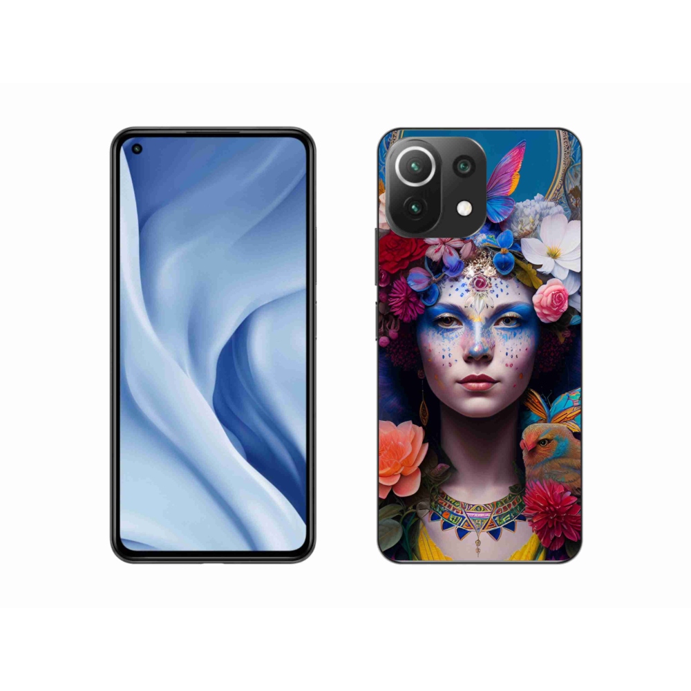 Gél borítás mmCase a Xiaomi Mi 11 Lite 4G/5G-hez - nő virágokkal