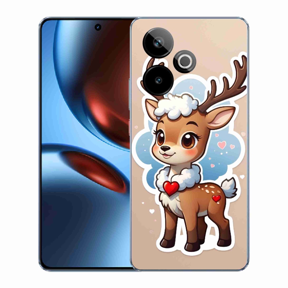 Rugalmas zselés tok mmCase képpel Realme GT 7 5G/GT 7T 5G - rajzfilm rénszarvashoz