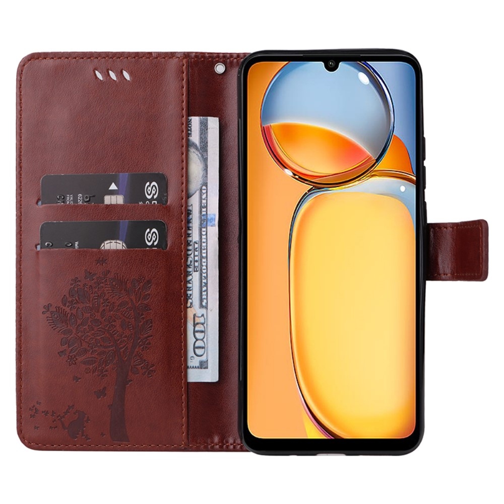 Fák könyvtáska Xiaomi Poco C65/Redmi 13C - barna színben