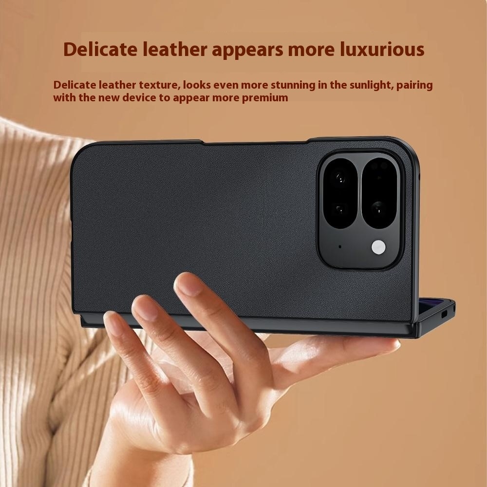 Műbőrrel borított műanyag tok a Google Pixel 10 Pro Fold-on - fekete
