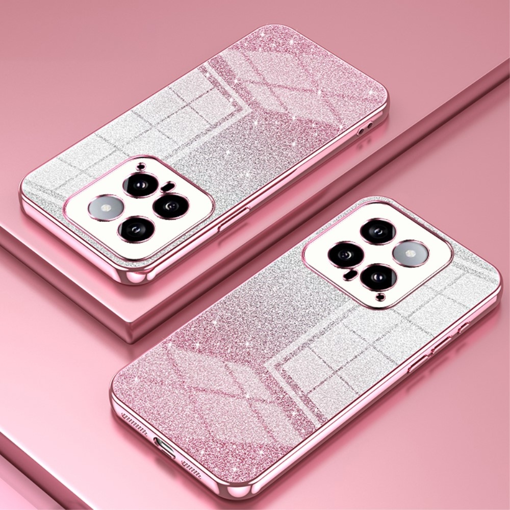 Vágott zselés csillogó tok a Xiaomi 14-hez - rózsaszínű