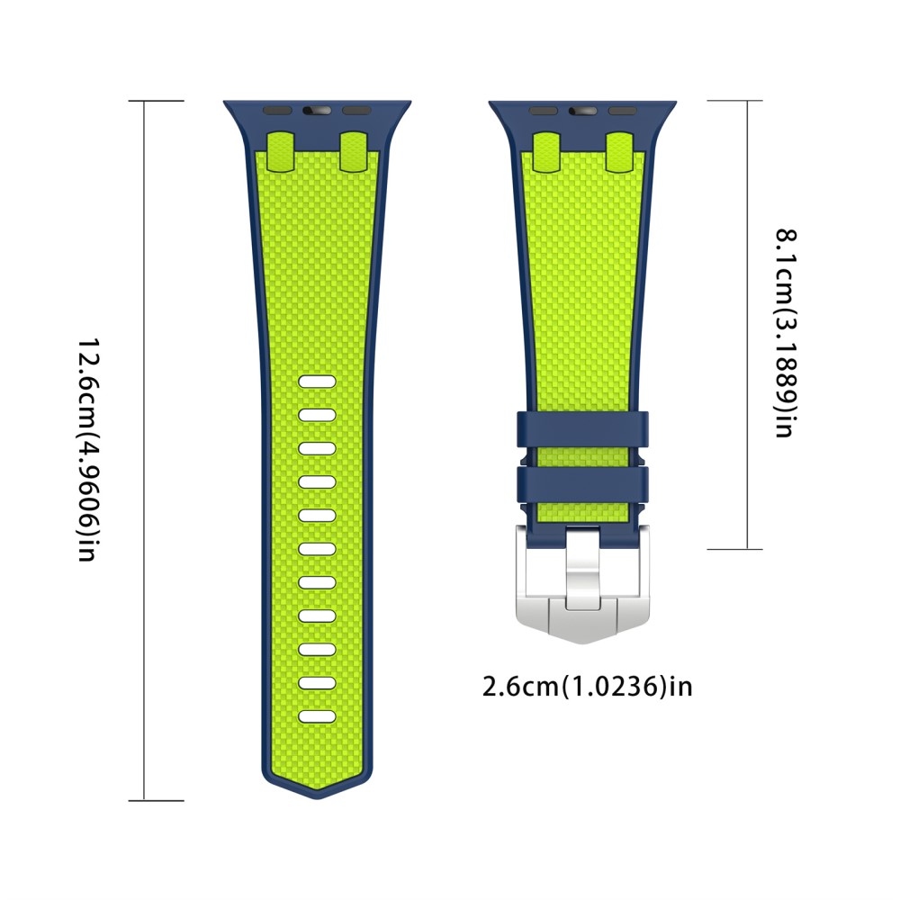 Sport szilikon szíj az Apple Watch Ultra/Ultra 2 49mm/SE/SE 2022/2023 44mm/9/8/7 45mm/6/5/4 44mm/3/2/1 42 mm-es órához - kék/világoszöld színű