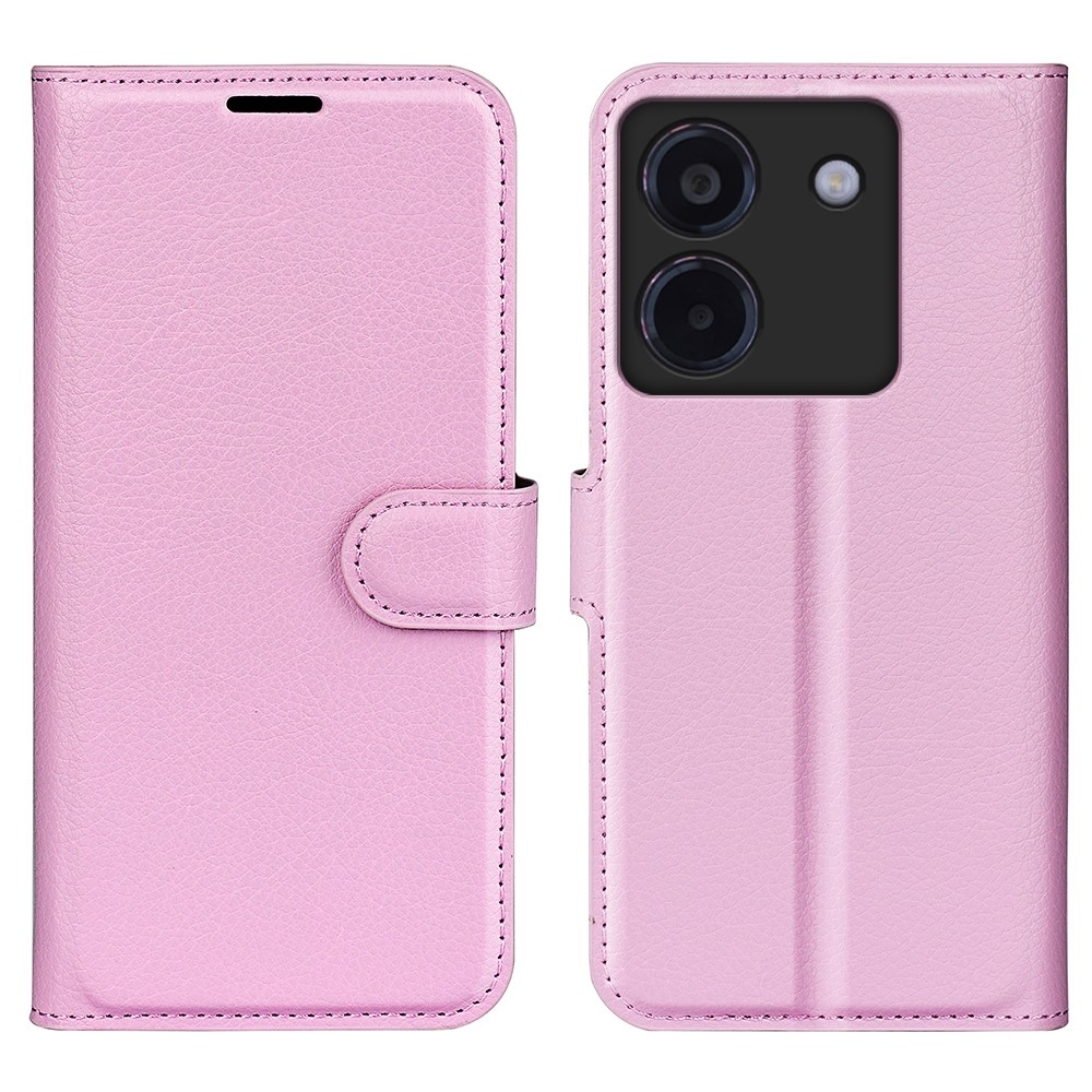 Litchi könyv tok a Xiaomi Poco M7 Pro 5G-hez - rózsaszínű