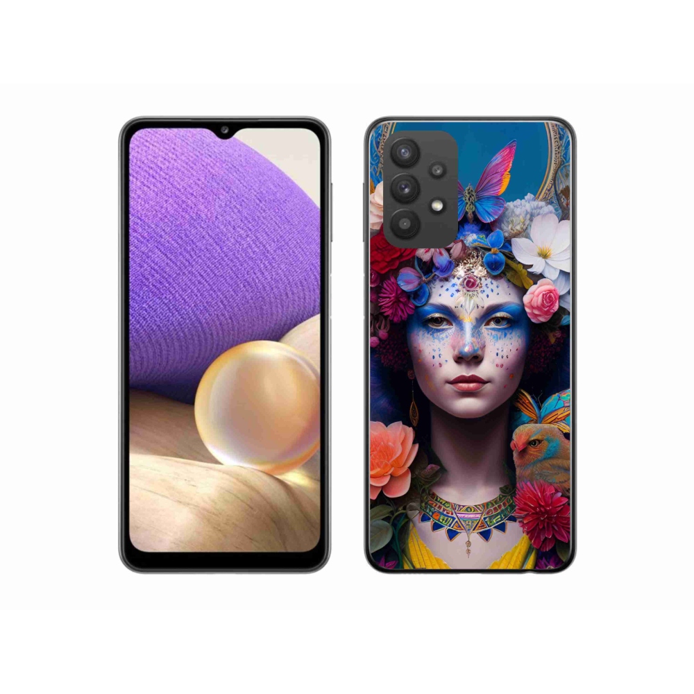 Gél borítás mmCase Samsung Galaxy A32 5G - nő virágokkal