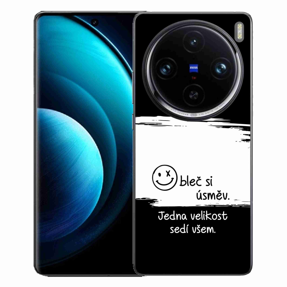 Gél borító mmCase a Vivo X100 Pro 5G készülékhez - vicces szöveg 8 fekete-fehér háttérrel