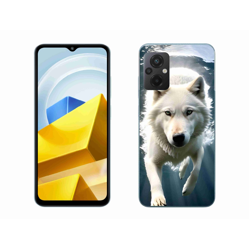 Gél borítás mmCase a Xiaomi Poco M5 4G-hez - fehér farkas