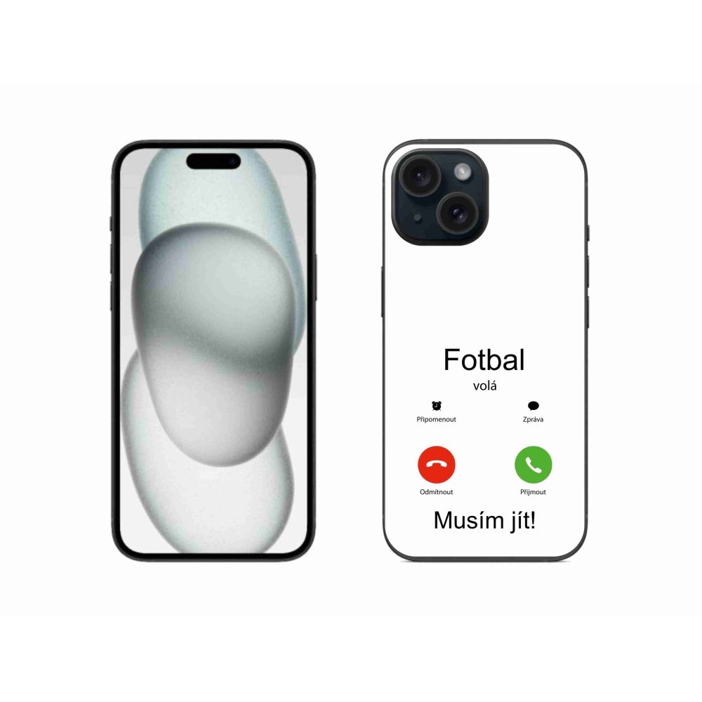 Gél borítás mmCase iPhone 15 készülékhez - futballhívások fehér háttérrel