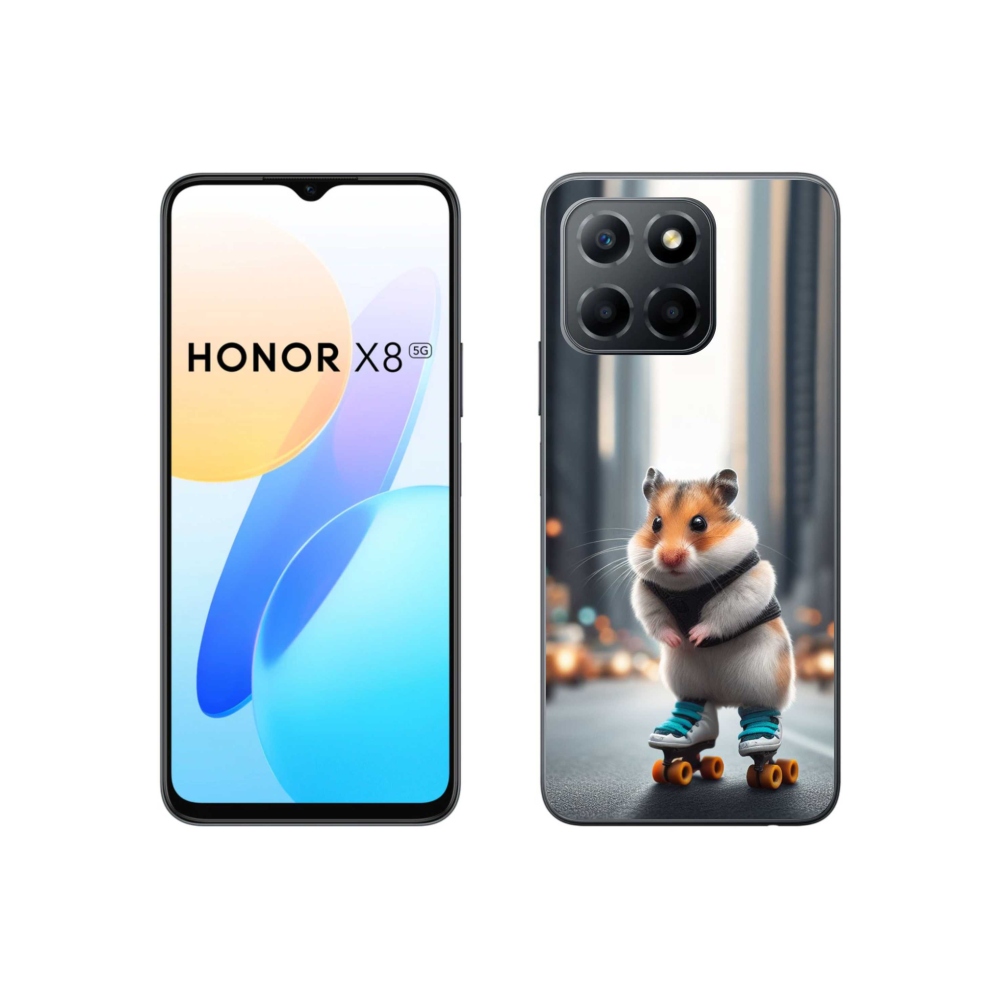 Zselés borítás mmCase a Honor X8 5G/70 Lite 5G számára - hörcsög a korcsolyán