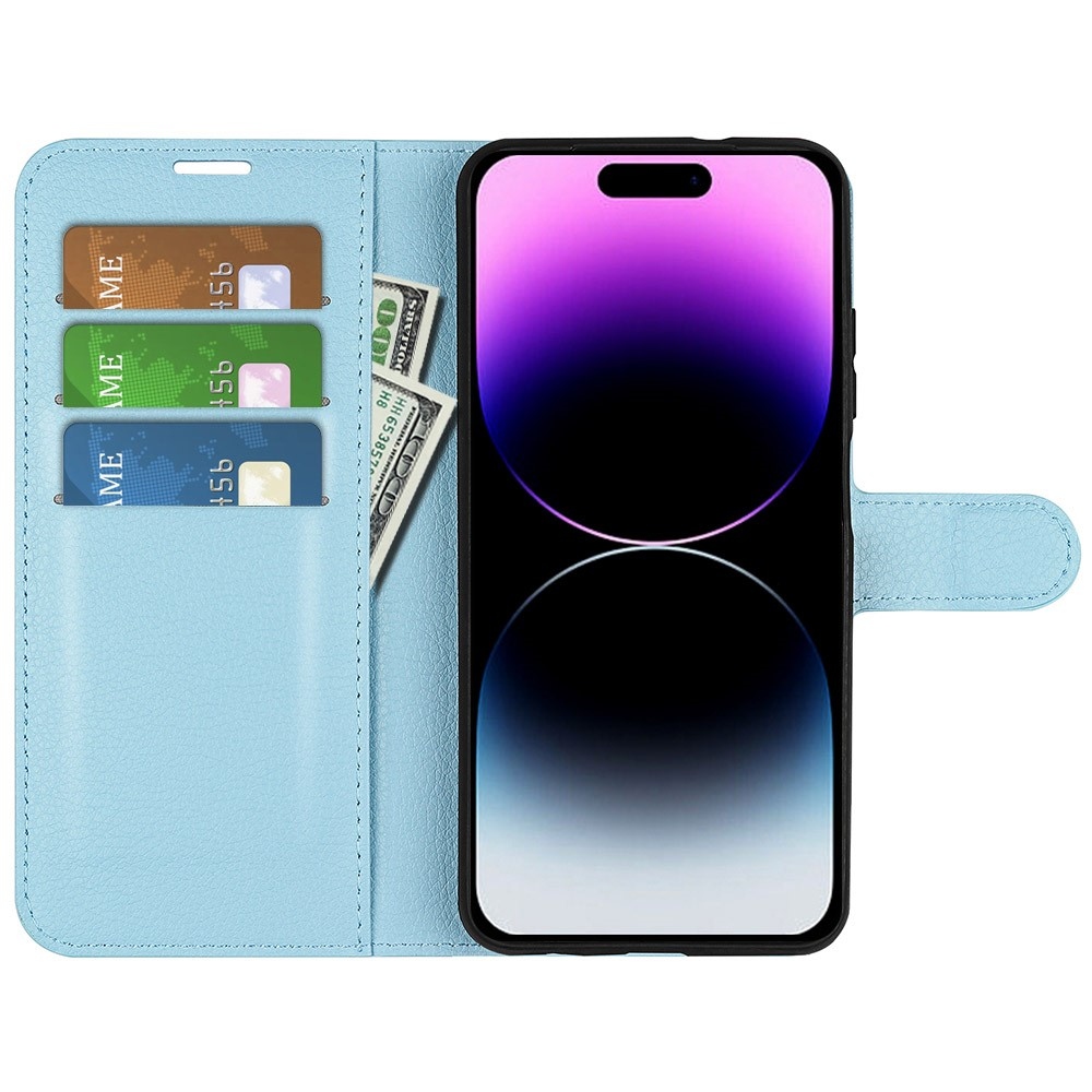 Litchi könyvtáska iPhone 15 Pro Max készülékhez - kék