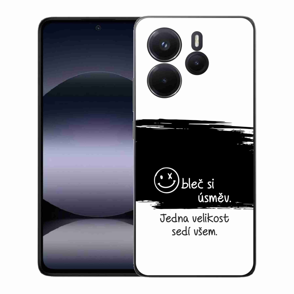 Gél borító mmCase a Xiaomi Redmi Note 14-hez - vicces szöveg 8 fekete és fehér háttérrel