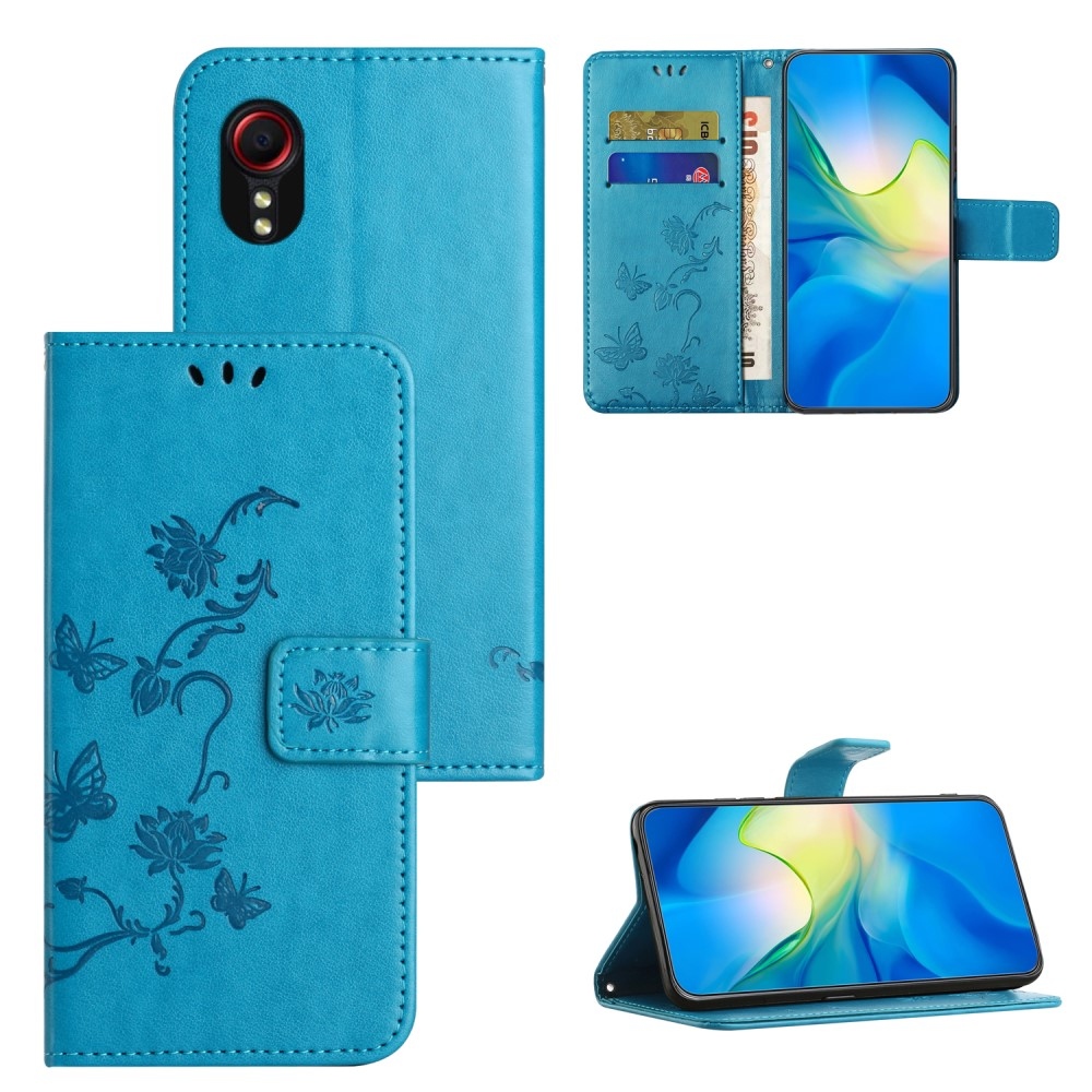 Virágos könyv tok Samsung Galaxy Xcover 7 készülékhez - kék