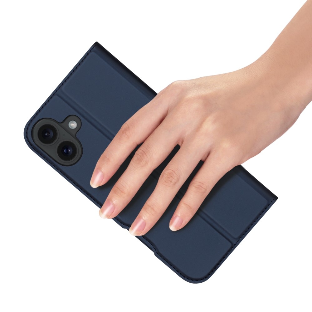 DUX könyvtáska iPhone 16 Plus készülékhez - sötétkék