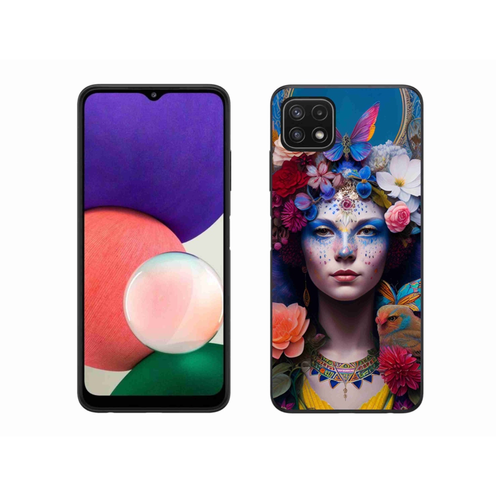 Gél borítás mmCase Samsung Galaxy A22 5G - nő virágokkal