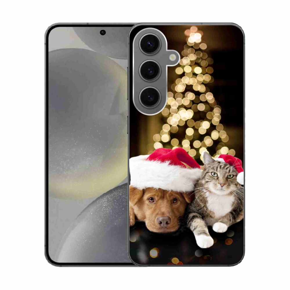 Gél borító mmCase Samsung Galaxy S24 készülékhez - Karácsonyi kutya és macska