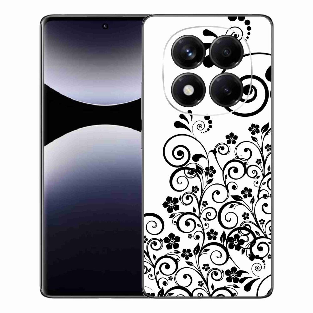 Gél borítás mmCase a Xiaomi Redmi Note 14 Pro készülékhez - fekete és fehér virágminták