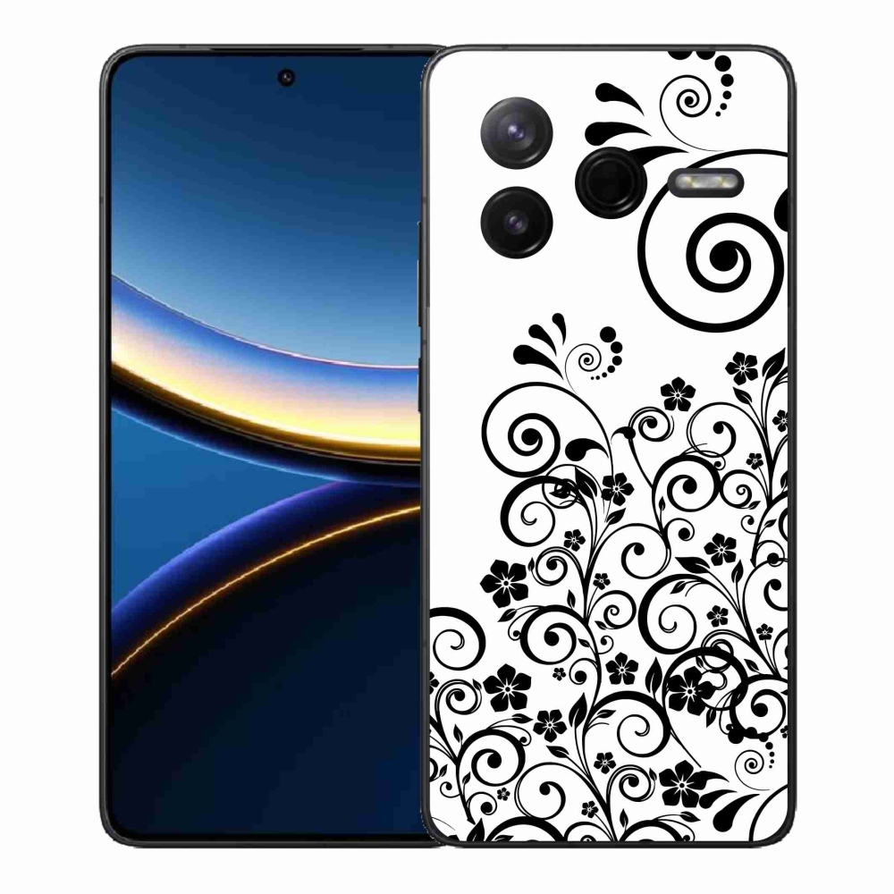 Gél borítás mmCase a Xiaomi Poco F7 Pro készülékhez - fekete és fehér virágminták