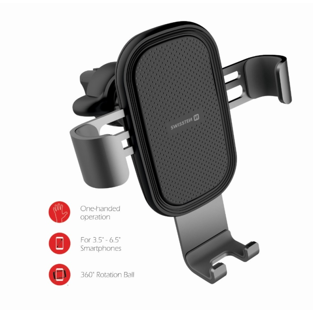 Swissten S-Grip G1-AV3 mobiltelefontartó ventilátorhoz - fekete színben