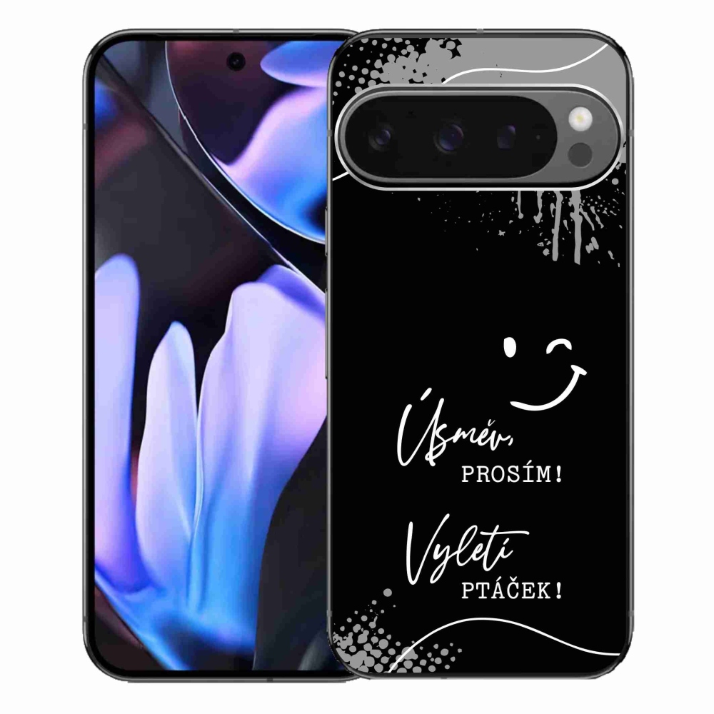 Gél borítás mmCase a Google Pixel 9 Pro XL-hez - vicces szöveg 4 fekete háttérrel