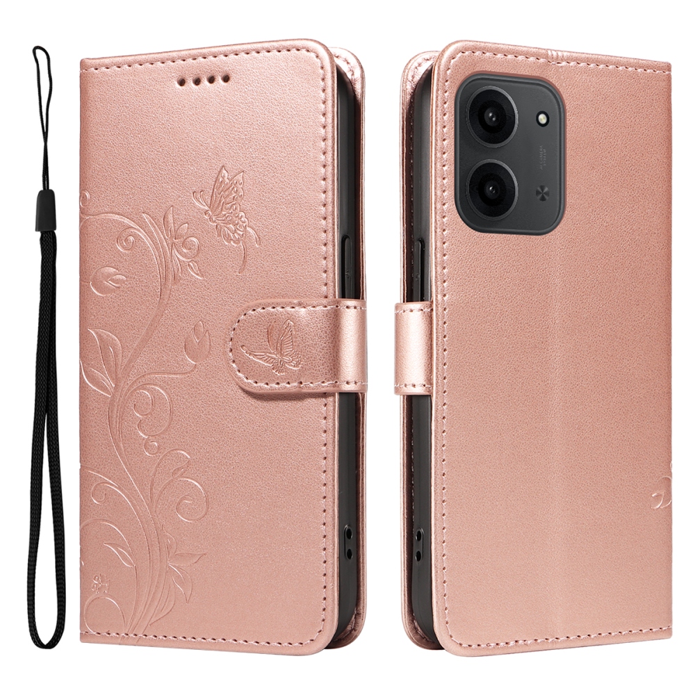 Virágok könyv tok Xiaomi Redmi 15C 4G/5G (173mm) - rózsa arany