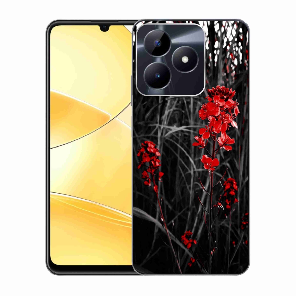 Zselés tok mmCase a Realme C51/C53 készülékhez - piros növény