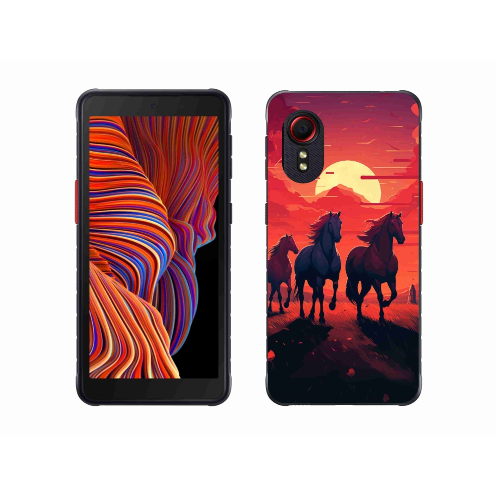 Gél borítás mmCase Samsung Galaxy Xcover 5 - lovak és naplemente