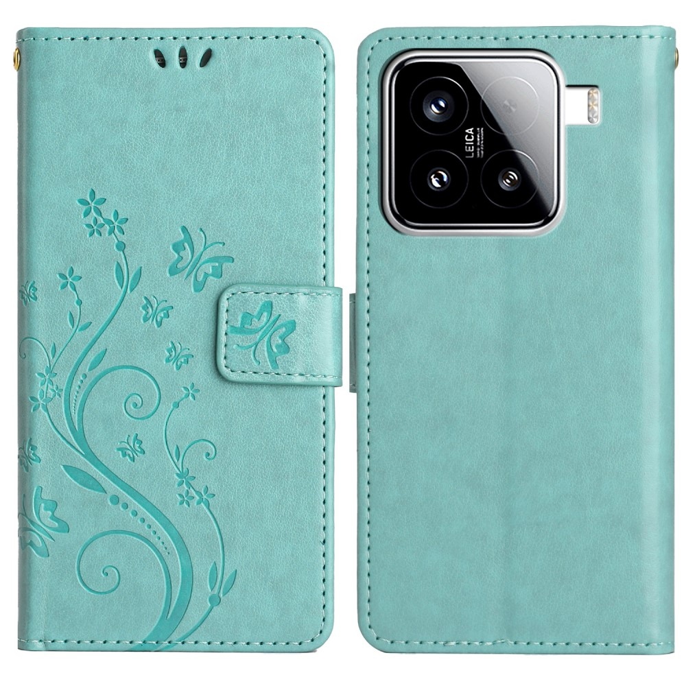 Virágok könyv tok Xiaomi 15 - teal - teal