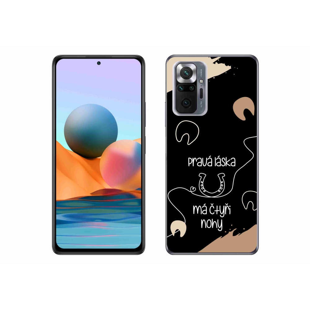 Gél borítás mmCase a Xiaomi Redmi Note 10 Pro készülékhez - ló motívum fekete háttérrel