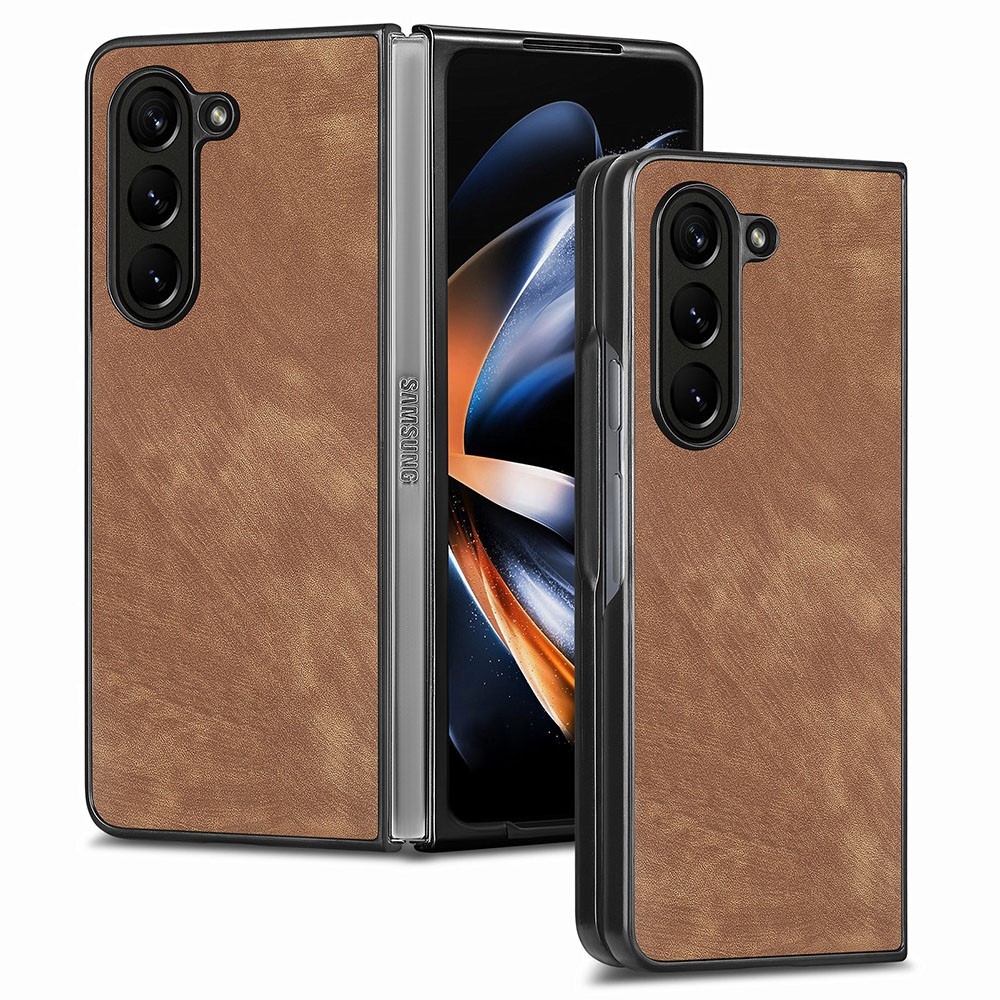 Vintage műanyag tok a Samsung Galaxy Z Fold5 5G készülékhez - barna