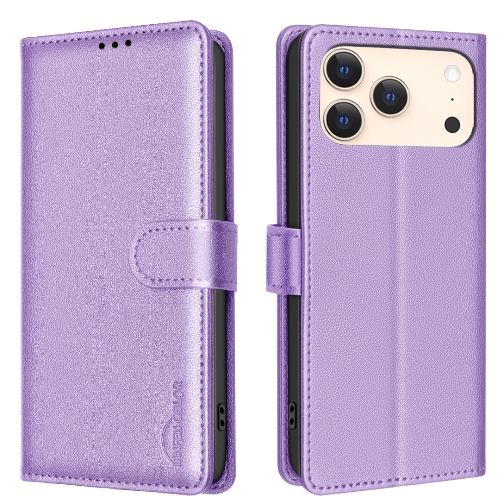 BINFEN könyvtáska iPhone 17 Pro készülékhez - lila
