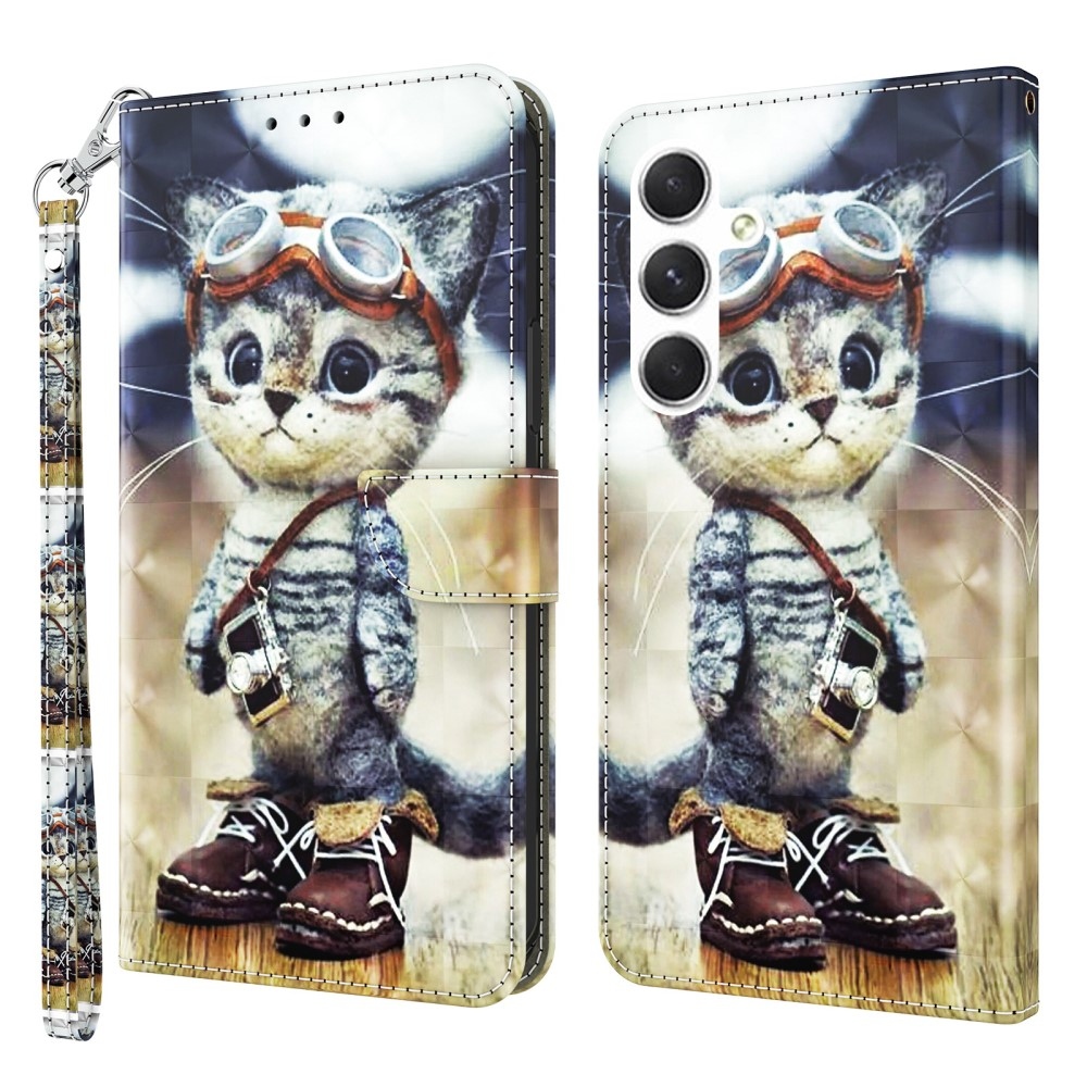Foltos könyv tok Samsung Galaxy A16 4G/5G - macska