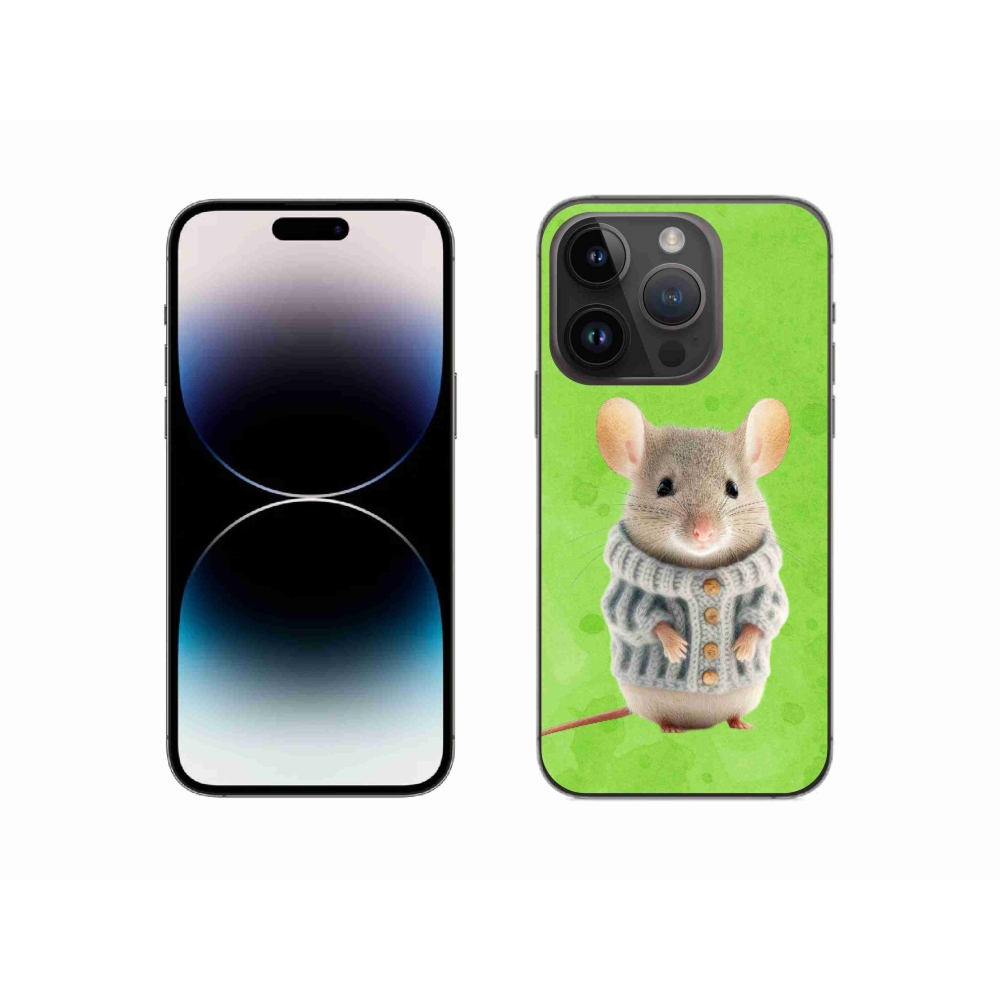 Gél borítás mmCase iPhone 14 Pro készülékhez - egér pulóverben