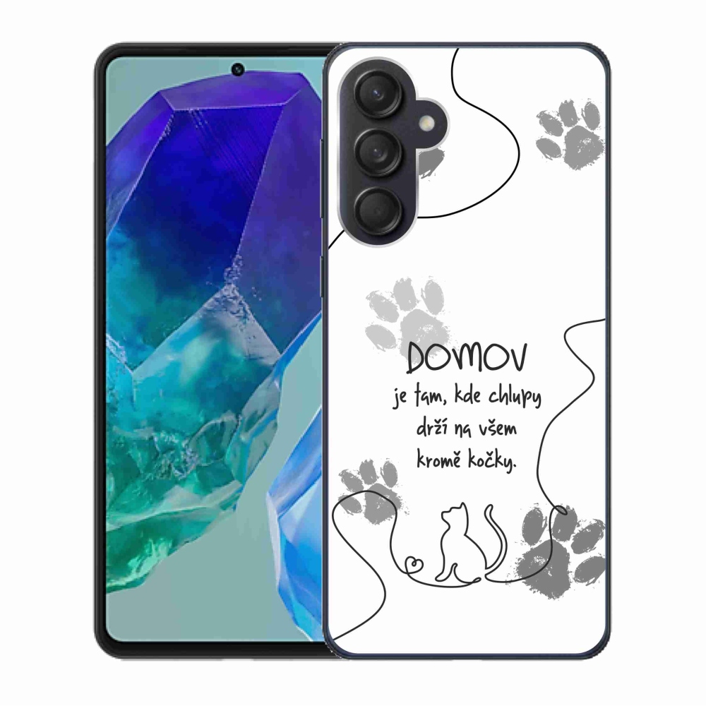 Gél borító mmCase Samsung Galaxy M55 5G - macska motívum fehér háttérrel