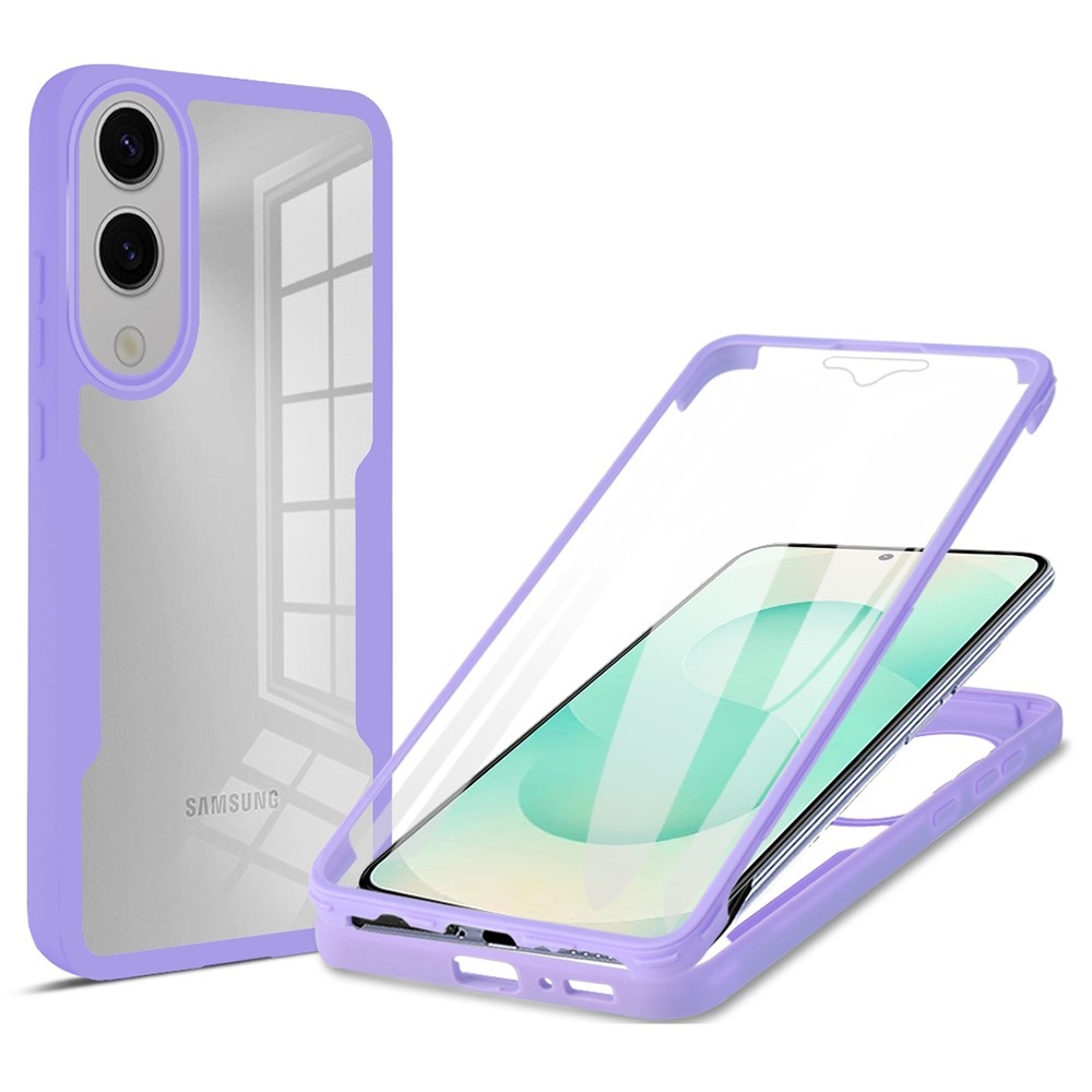 Akril zselés tok képernyővédővel keretben Samsung Galaxy S25 Edge készülékhez - lila