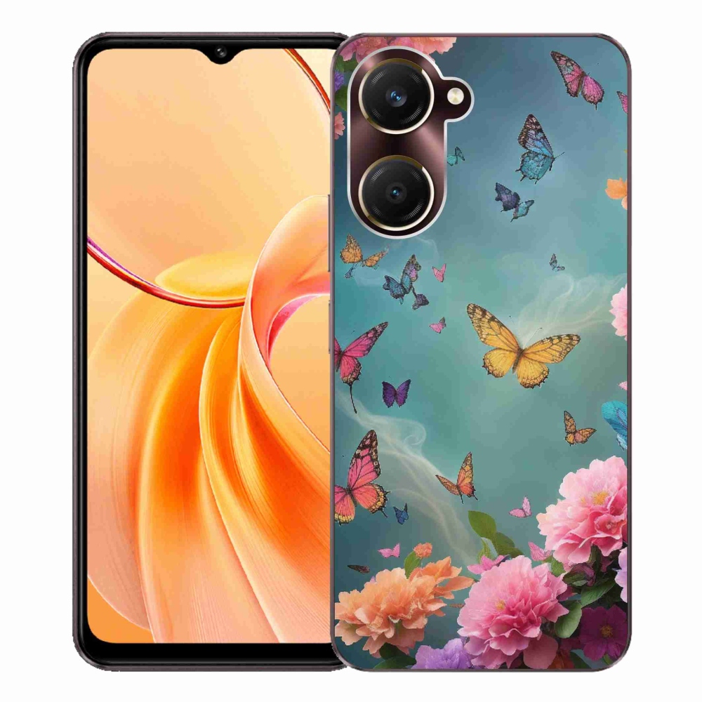 Gél borító mmCase a Vivo Y28s 5G-hez - színes virágok és pillangók