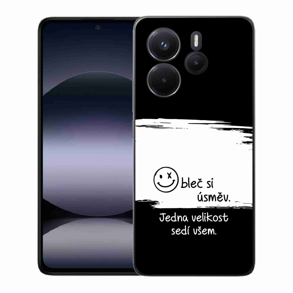 Gél borító mmCase a Xiaomi Redmi Note 14-hez - vicces szöveg 8 fehér és fekete háttérrel